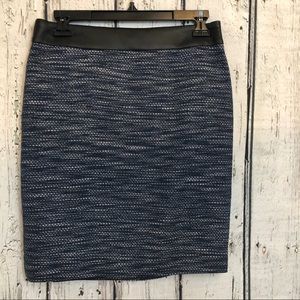 Ann Taylor Faux Leather Trim Tweed old money office formal skirt capsule luxury